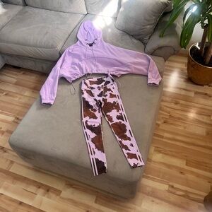 IVY PARK Lavender Hoodie and Cow Print Leggings